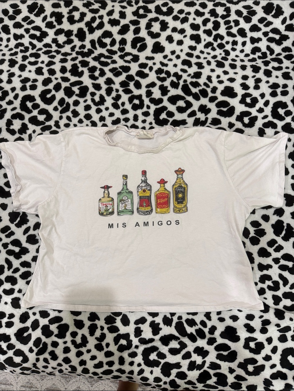 french pastry White Tee with Multicolor Bottle Graphic